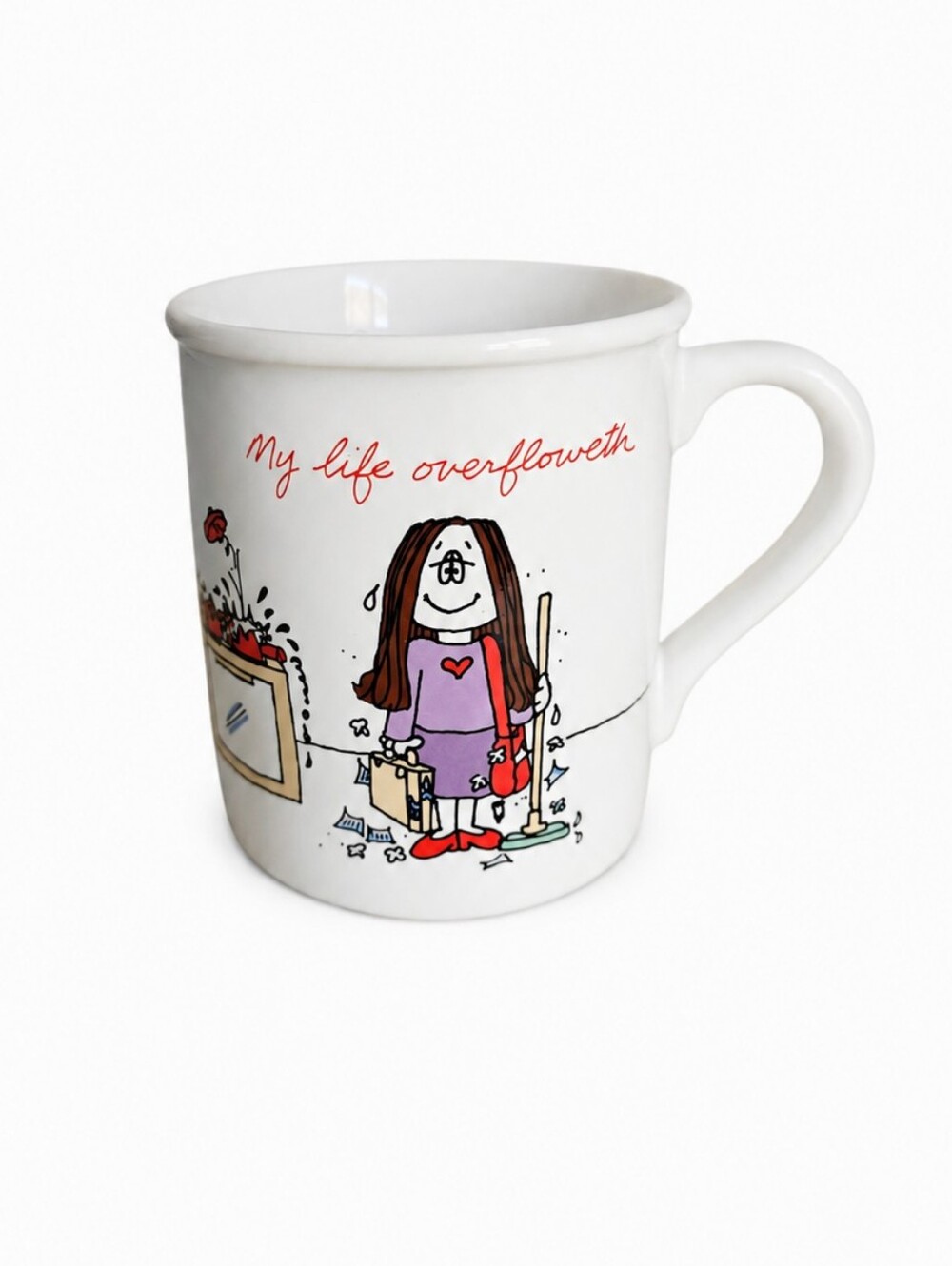 Vintage Cathy "My Life Overfloweth" Coffee Mug 1985 Universal Press Japan